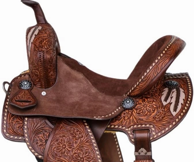 D&L SADDLERY Western Barrel Racing Wooden Tree Horse Saddles Handmade Leather Comfort for Horses Trail Equestrian Tooled Carved Horse Saddle Riding Size: 10-18 inches Seat, EQ07
