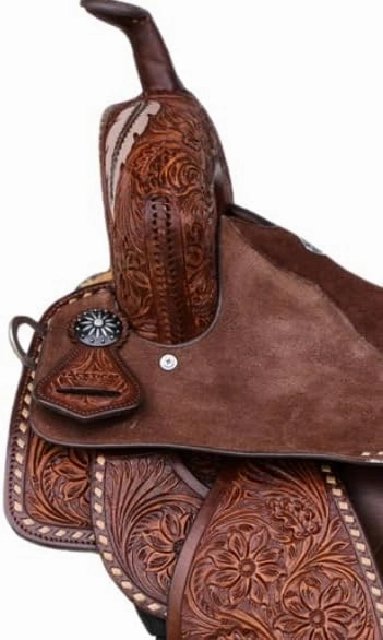 D&L SADDLERY Western Barrel Racing Wooden Tree Horse Saddles Handmade Leather Comfort for Horses Trail Equestrian Tooled Carved Horse Saddle Riding Size: 10-18 inches Seat, EQ07