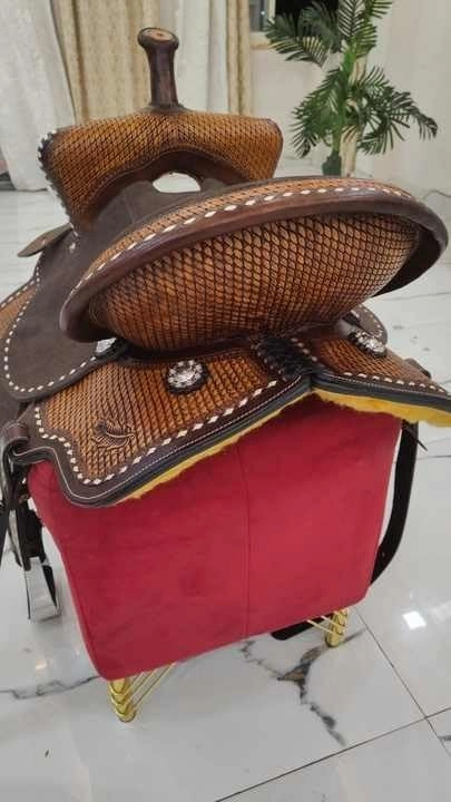 D&L SADDLERY Western Barrel Racing Wooden Tree Horse Saddles Handmade Leather Comfort for Horses Trail Equestrian Tooled Carved Horse Saddle Riding Size: 10-18 inches Seat, EQ08