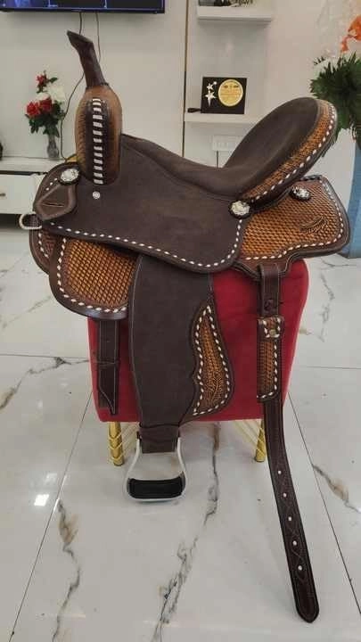 D&L SADDLERY Western Barrel Racing Wooden Tree Horse Saddles Handmade Leather Comfort for Horses Trail Equestrian Tooled Carved Horse Saddle Riding Size: 10-18 inches Seat, EQ08