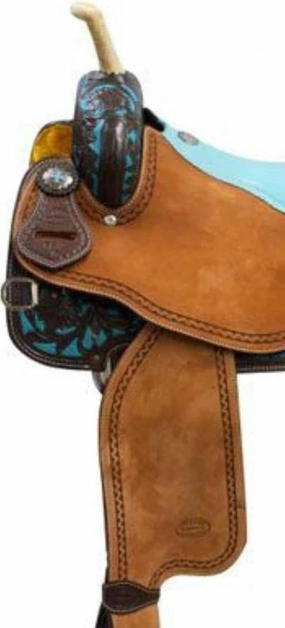 D&L SADDLERY Western Barrel Racing Wooden Tree Horse Saddles Handmade Leather Comfort for Horses Trail Equestrian Tooled Carved Horse Saddle Riding Size: 10-18 inches Seat, ER11