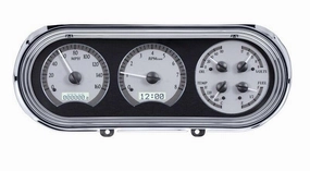 Dakota Digital VHX-63C-NOV-S-W Compatible with 1963-65 Chevy Nova Analog Dash Gauge System Silver Alloy White