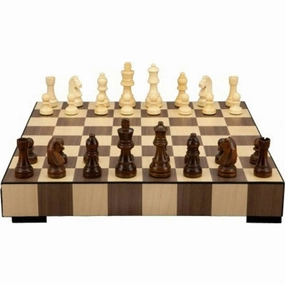 Dal Rossi Chess Wooden Inlaid box with drawer and chess pieces 14″
