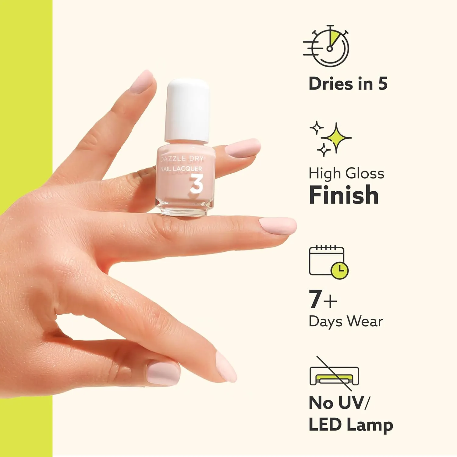 Dazzle Dry Mini Kit 4 Step System - Broadway Beige, a cool and medium greige with purple undertones. Full coverage cream. (5 Piece Kit / 5 Manicures)