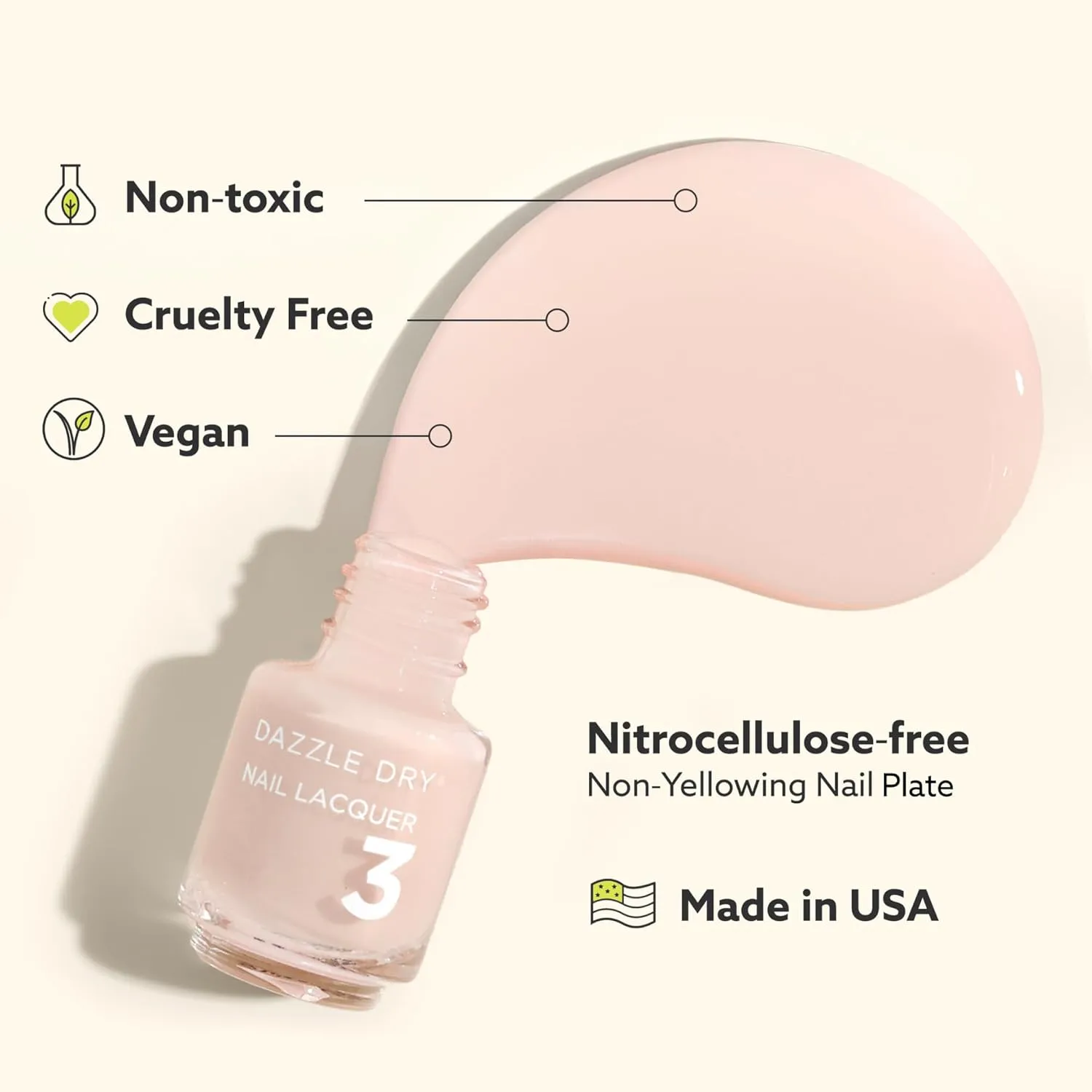 Dazzle Dry Mini Kit 4 Step System - Broadway Beige, a cool and medium greige with purple undertones. Full coverage cream. (5 Piece Kit / 5 Manicures)