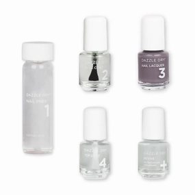 Dazzle Dry Mini Kit 4 Step System - Anticipation, an opaque dark slate gray with purple undertones. Full coverage cream. (5 Piece Kit / 5 Manicures)