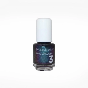 Dazzle Dry Nail Mini Lacquer (Step 3) - Blue Blood - A full coverage galaxy-inspired shimmer that shifts blue, purple and green against a black base. (0.17 fl oz / 5 Manicures)