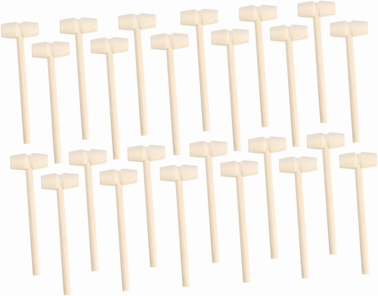DECHOUS Mini Hammers 24pcs Wooden Hammers Educational Toys for Boys and Girls for Adults