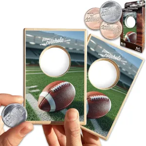 Desktop Coin Bouncing Party Set | Tabletop Cornhole Board | Small Travel Game Includes Coins