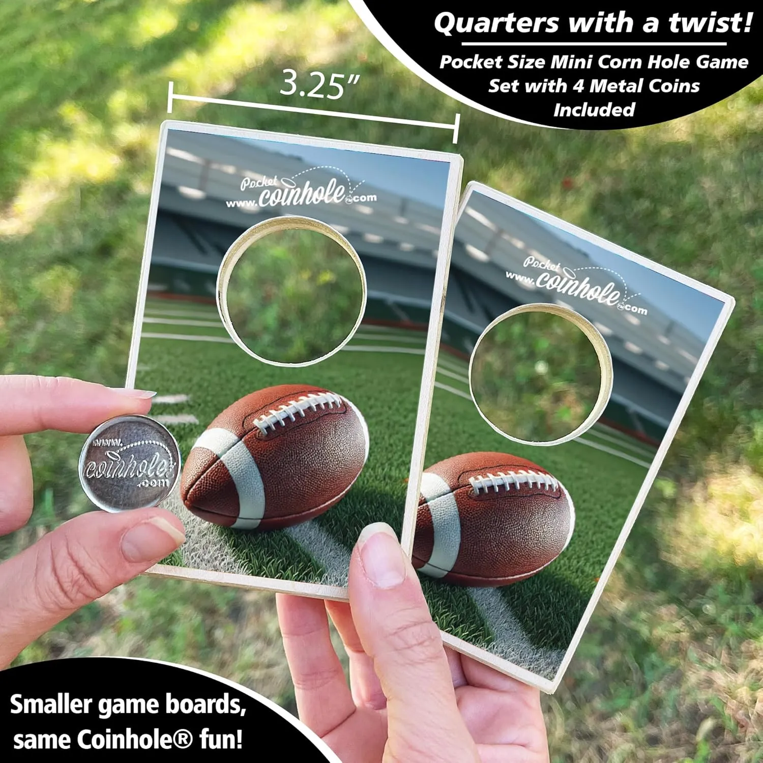 Desktop Coin Bouncing Party Set | Tabletop Cornhole Board | Small Travel Game Includes Coins