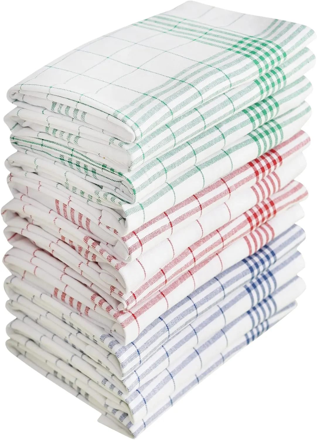 DG Collections Kitchen Dish Towels, 100% Natural Cotton Kitchen Towels, Set of 12 (15x25Inches), Multi-Purpose Kitchen Tea Towels, Very Soft, Highly Absorbent, Lint Free Vintage Style Hand Towels