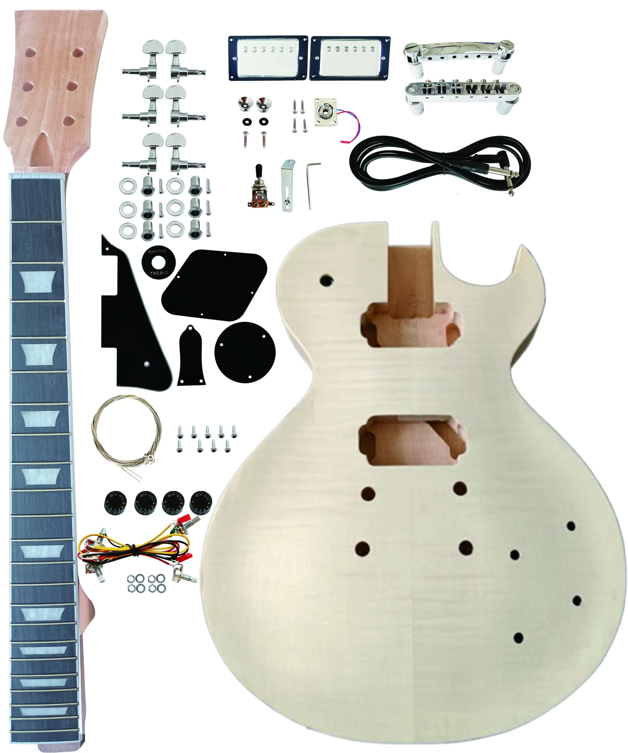 DIY Single Cut Electric Guitar Kits with Mahogany Body and Neck - Rosewood Fingerboard and All Components Included