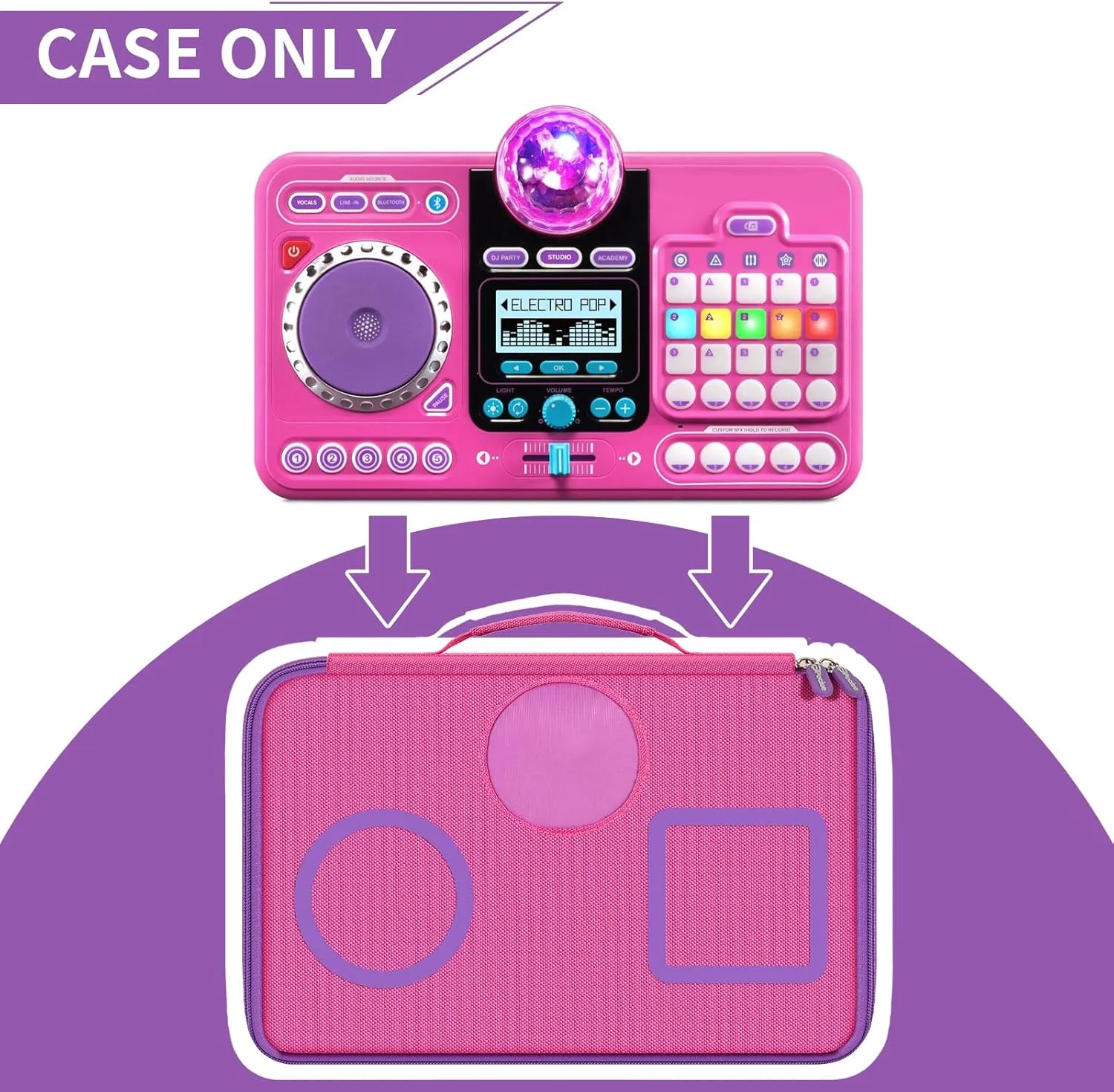 DJ Mixer Bag for VTech KidiStar DJ Mixer, Kidi DJ Mix, (Not Included Kids Music Toy DJ Mixer) - Case Only (Pink)