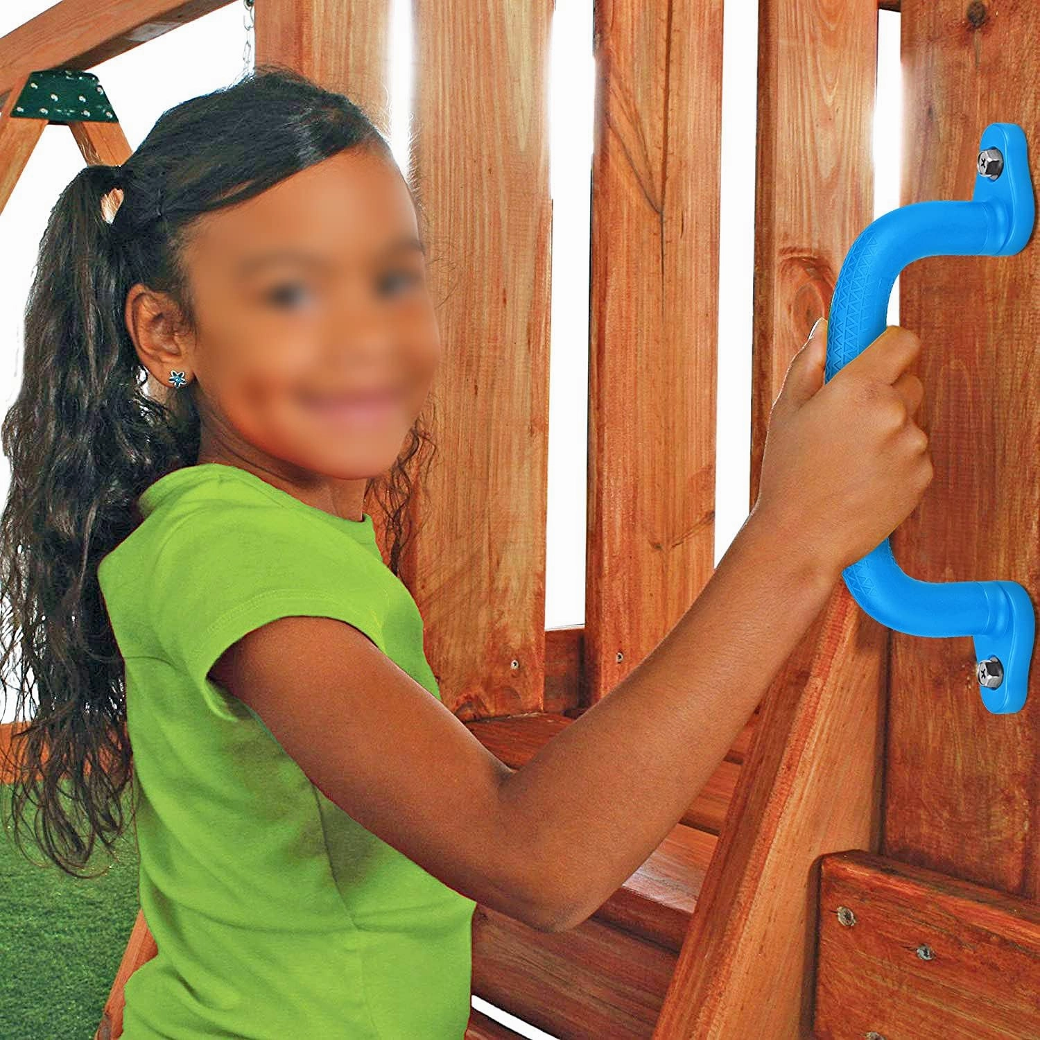 Dolibest Set of 4 Safety Playground Handles,Swing Set Kids Safety Hand Grips for Playset, Climbing Frame, Play House,Climbing Frame, Play House Handles(Blue)