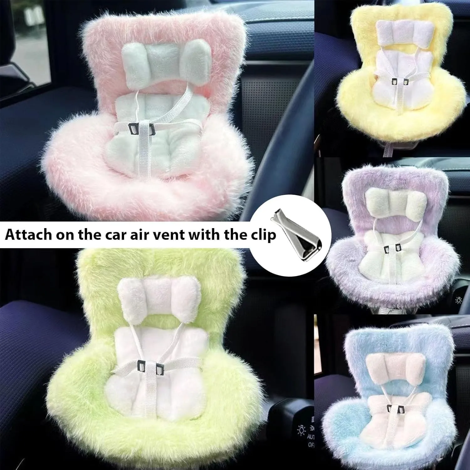 Doll Car Seat Air Vent Clip, Car Seat for Doll with Air Vent Clip, Cute Safety Carseat with Soft Cushion, Cars Air Vent Decoration & Displaying Doll Accessories(Blue)