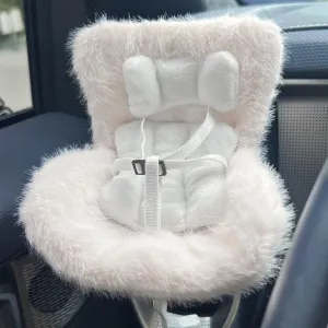 Doll Car Seat with Soft Furry Cushion for 10-17cm Dolls, Clips onto Car Air Vent, Cute Doll Chair for Desktop Display, Fashionable Car Decoration Accessories (Grey)
