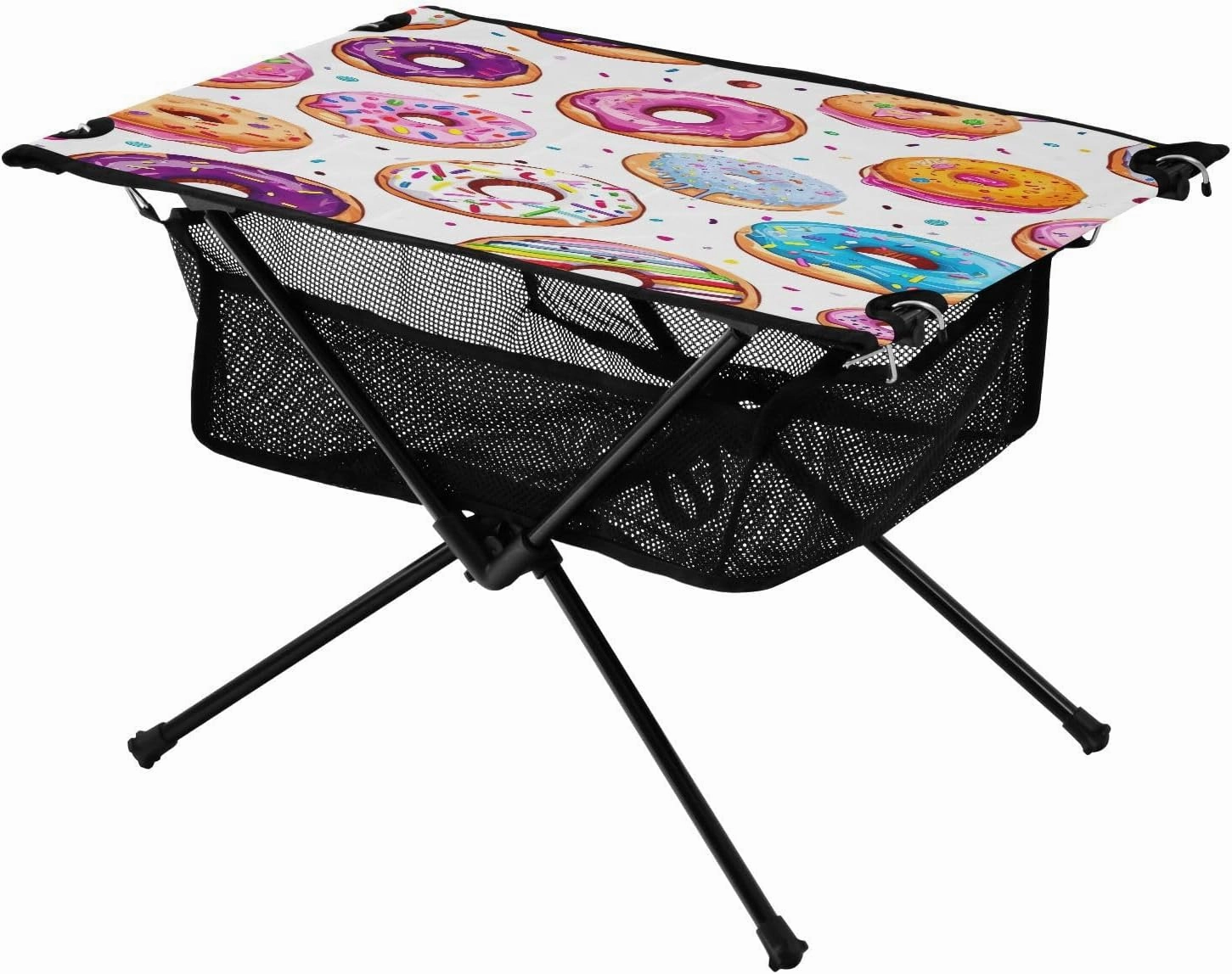 Donuts Design Portable Folding Camping Table, Compact Lightweight Beach Table with Carrying Bag for Outdoor Picnics, BBQs, Camp