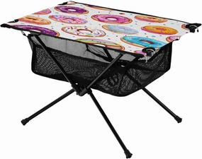 Donuts Design Portable Folding Camping Table, Compact Lightweight Beach Table with Carrying Bag for Outdoor Picnics, BBQs, Camp