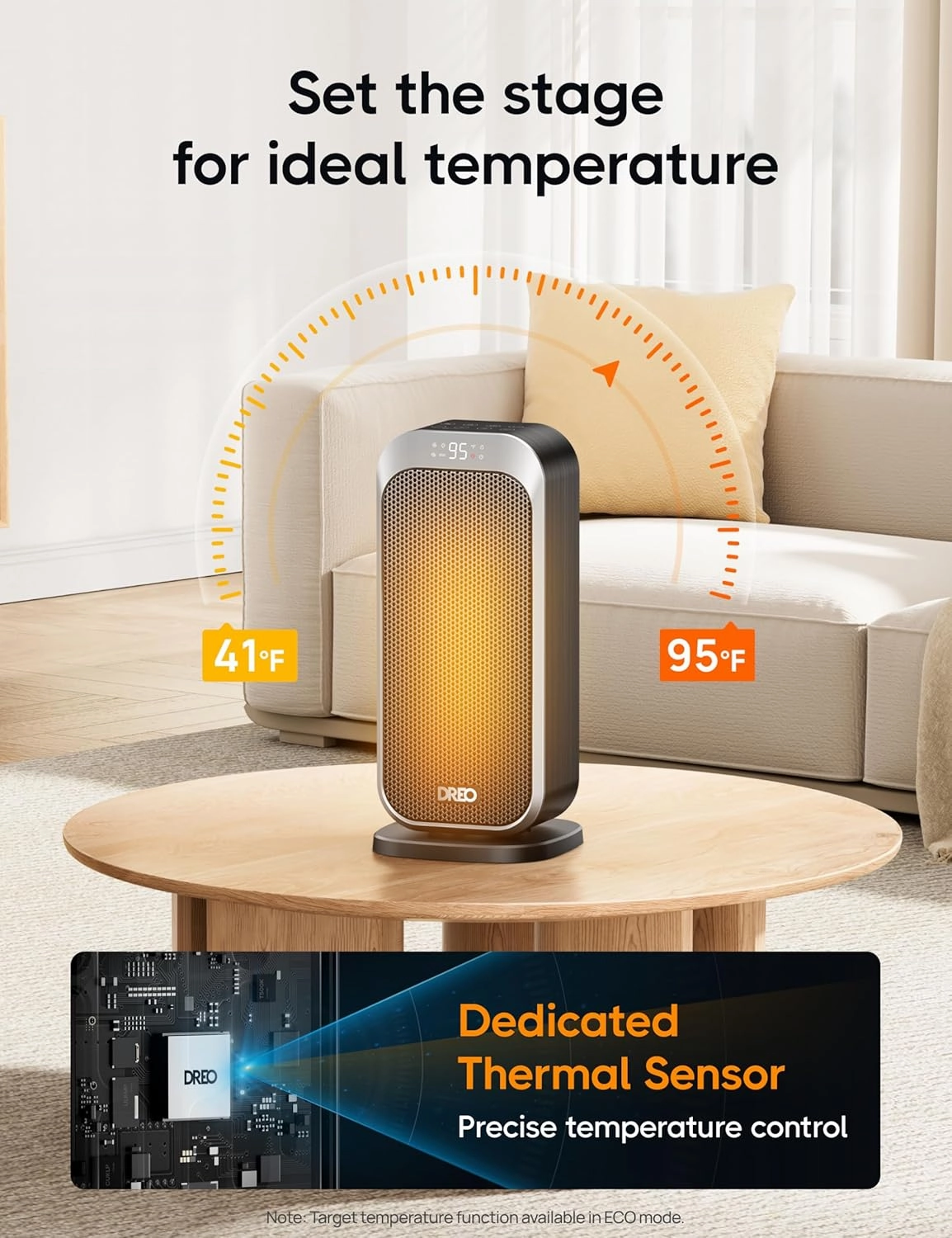 Dreo Quiet Space Heaters for Indoor Use, 1500W Electric Heater with Remote, PTC Ceramic Heater with Thermostat, 12H Timer, 70° Oscillation, Digital Display, Fast Safety Room Heater for Bedroom Office