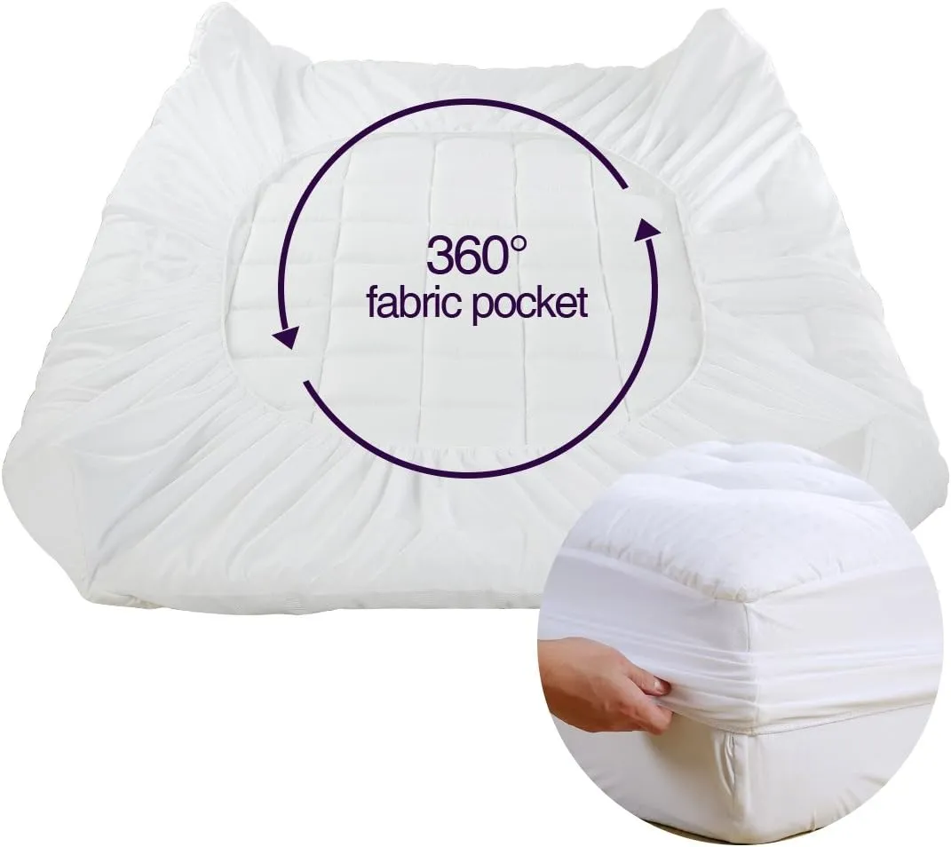 EASELAND California King Mattress Pad Pillow Top Mattress Cover Quilted Fitted Mattress Protector Long Cotton Top 8-21" Deep Pocket Cooling Mattress Topper (72x84 Inches, White)