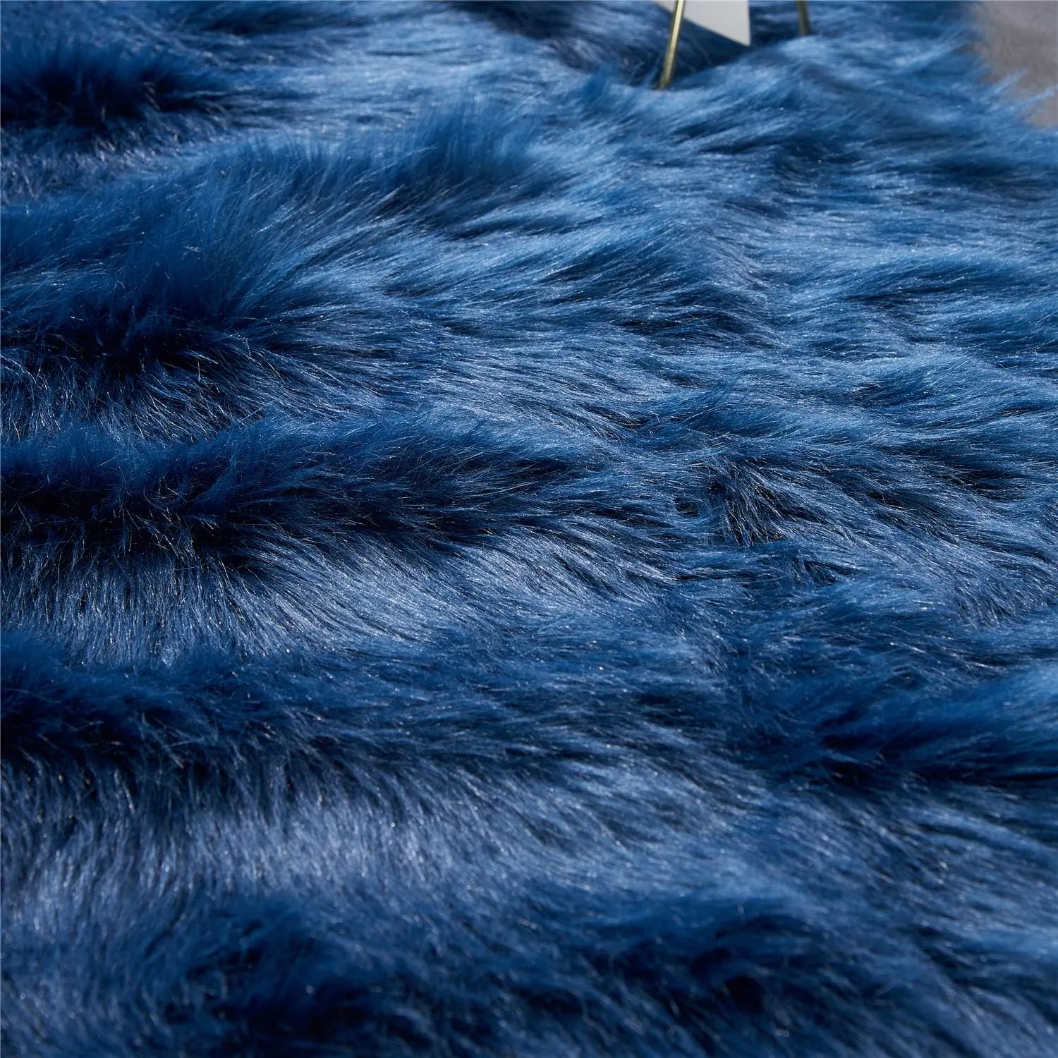EasyJoy Ultra Soft Fluffy Shaggy Area Rug Faux Fur Rug Chair Cover Seat Pad Fuzzy Area Rug for Bedroom Floor Sofa Living Room (2 x 6 ft Sheepskin, Dark Blue)