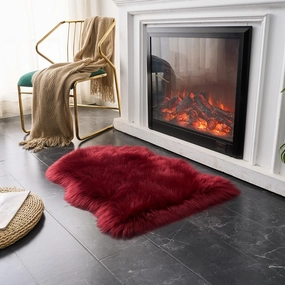 EasyJoy Ultra Soft Fluffy Shaggy Area Rug Faux Fur Rug Chair Cover Seat Pad Fuzzy Area Rug for Bedroom Floor Sofa Living Room (2 x 3 ft Sheepskin, Burgundy)