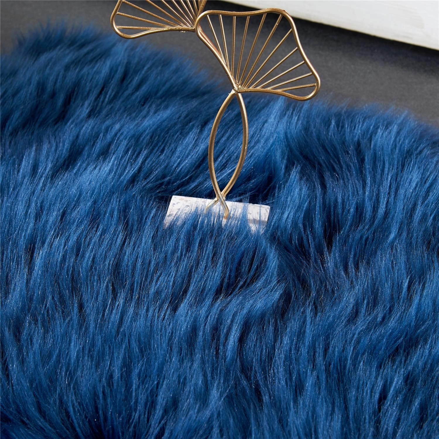 EasyJoy Ultra Soft Fluffy Shaggy Area Rug Faux Fur Rug Chair Cover Seat Pad Fuzzy Area Rug for Bedroom Floor Sofa Living Room (2 x 3 ft Sheepskin, Dark Blue)