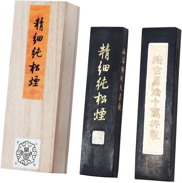 Easyou Handmade Refined Pine Soot Ink Stick for Chinese Japanese Calligraphy and Painting 31g