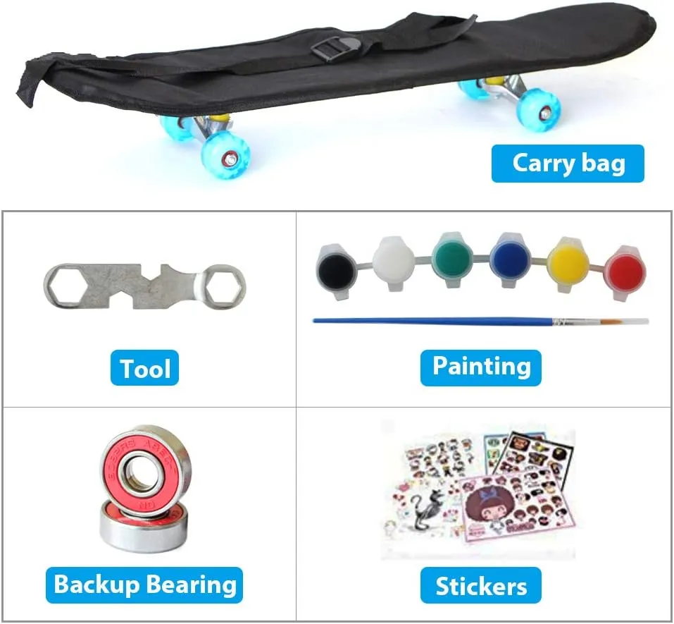 Easy_Way Complete Skateboards- Standard Skateboards for Beginners Kids Boys Girls Teenager- 31''x 8''Canadian Maple Cruiser Pro Skate Board, Skateboards