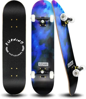 Easy_Way Complete Skateboards- Standard Skateboards for Beginners Kids Boys Girls Teenager- 31''x 8''Canadian Maple Cruiser Pro Skate Board, Skateboards