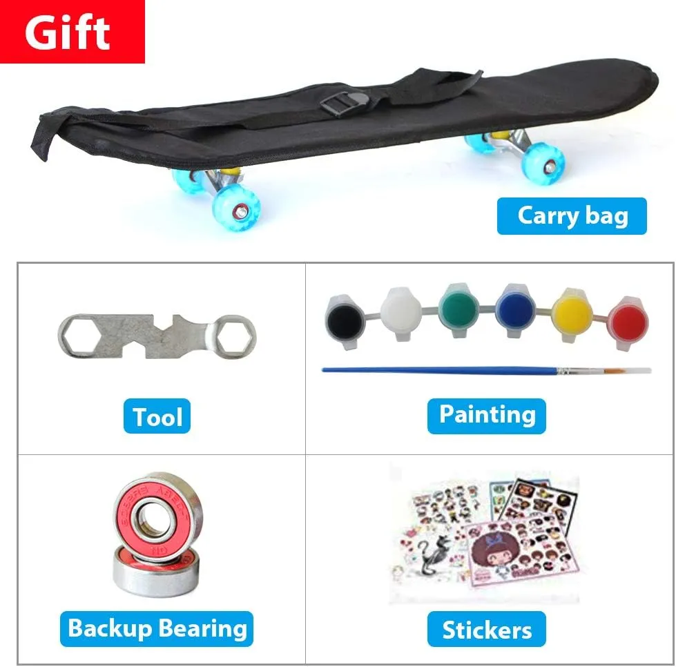 Easy_Way Complete Skateboards- Standard Skateboards for Beginners Kids Boys Girls Teenager- 31''x 8''Canadian Maple Cruiser Pro Skate Board, Skateboards
