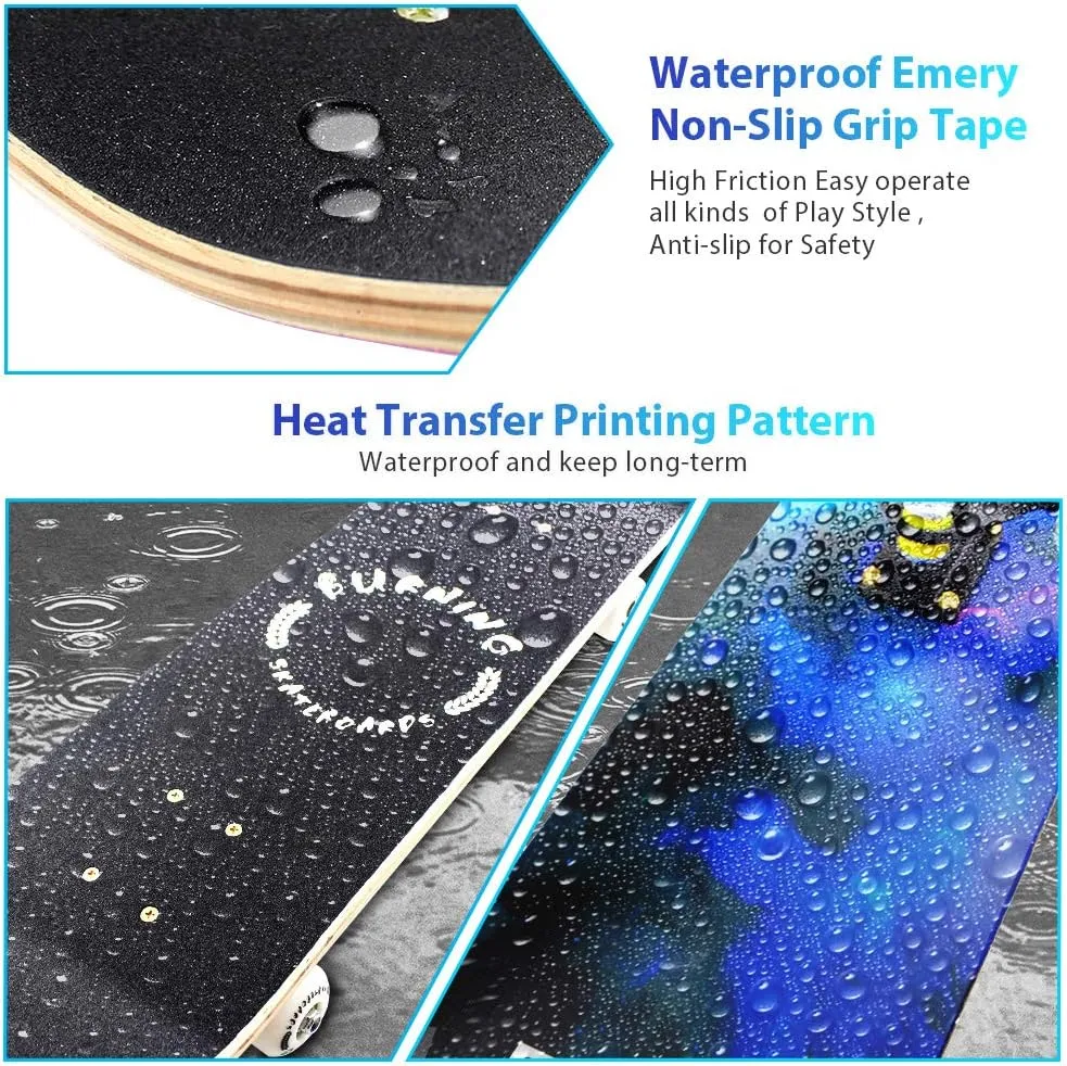 Easy_Way Complete Skateboards- Standard Skateboards for Beginners Kids Boys Girls Teenager- 31''x 8''Canadian Maple Cruiser Pro Skate Board, Skateboards