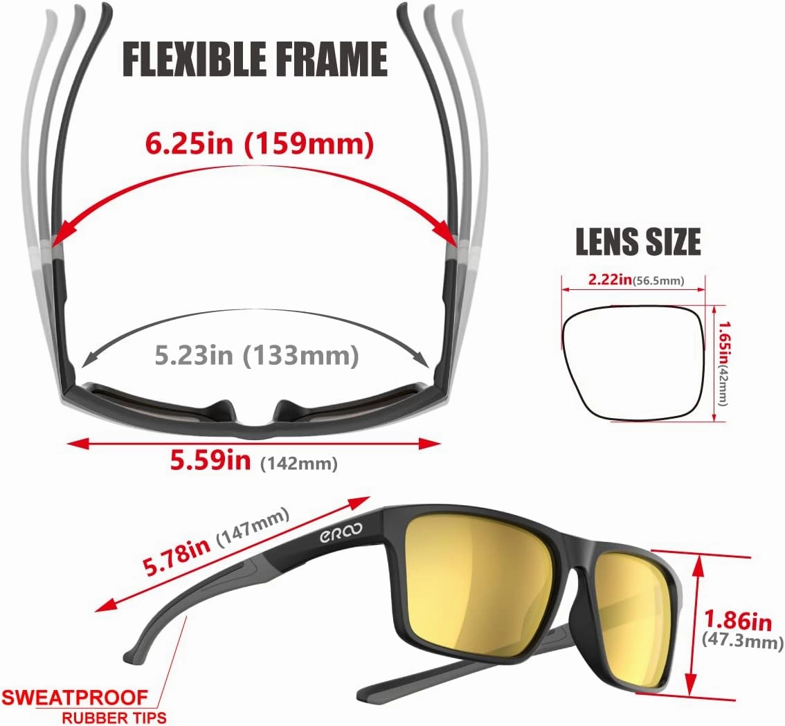 EAZYRUN ER00 HD Polarized Sunglasses for Women Men, Fishing Running Driving Hiking golf Outdoor Sports