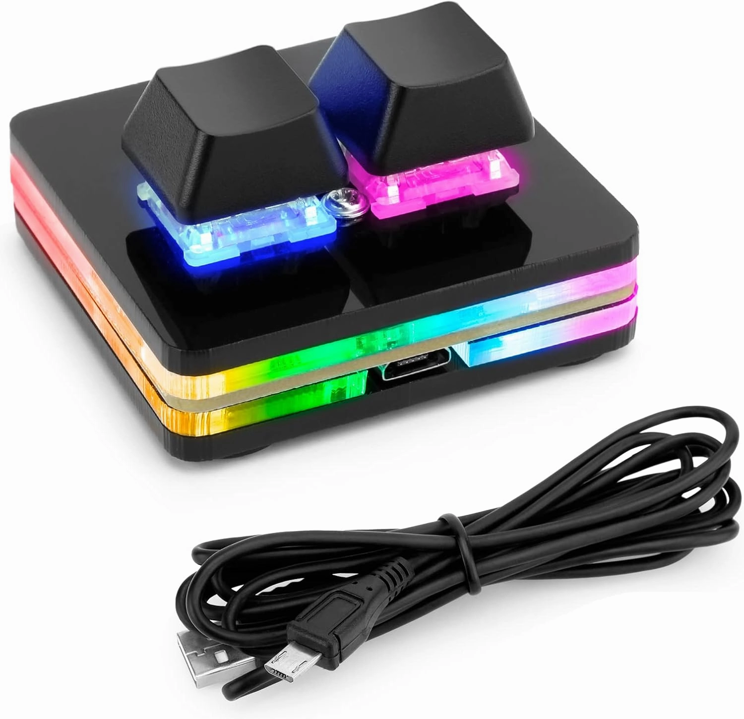 Ecarke Black 2-Key OSU Hot Swap Game Keyboards USB Wired RGB Mechanical Keypad,Autonomous Programming Macro with Software Switches