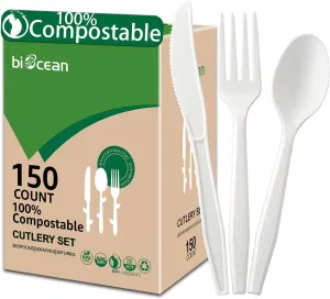 Eco-Friendly Corn Starch Cutlery Set: 100% Compostable & Durable