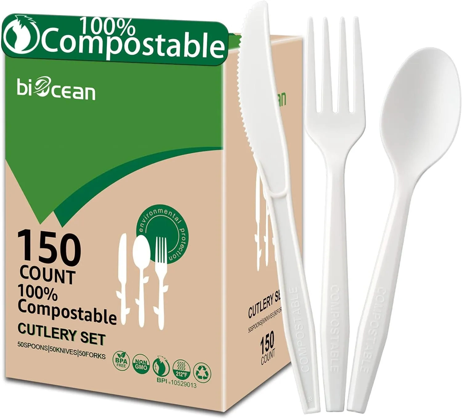 Eco-Friendly Corn Starch Cutlery Set: 100% Compostable & Durable