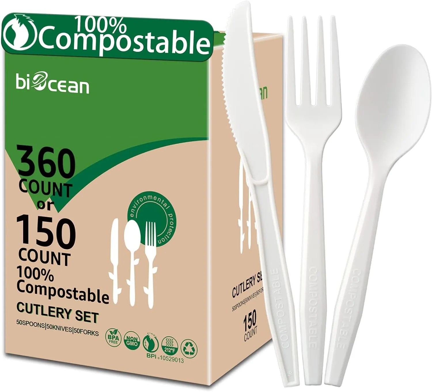 Eco-Friendly Corn Starch Cutlery Set: 100% Compostable & Durable