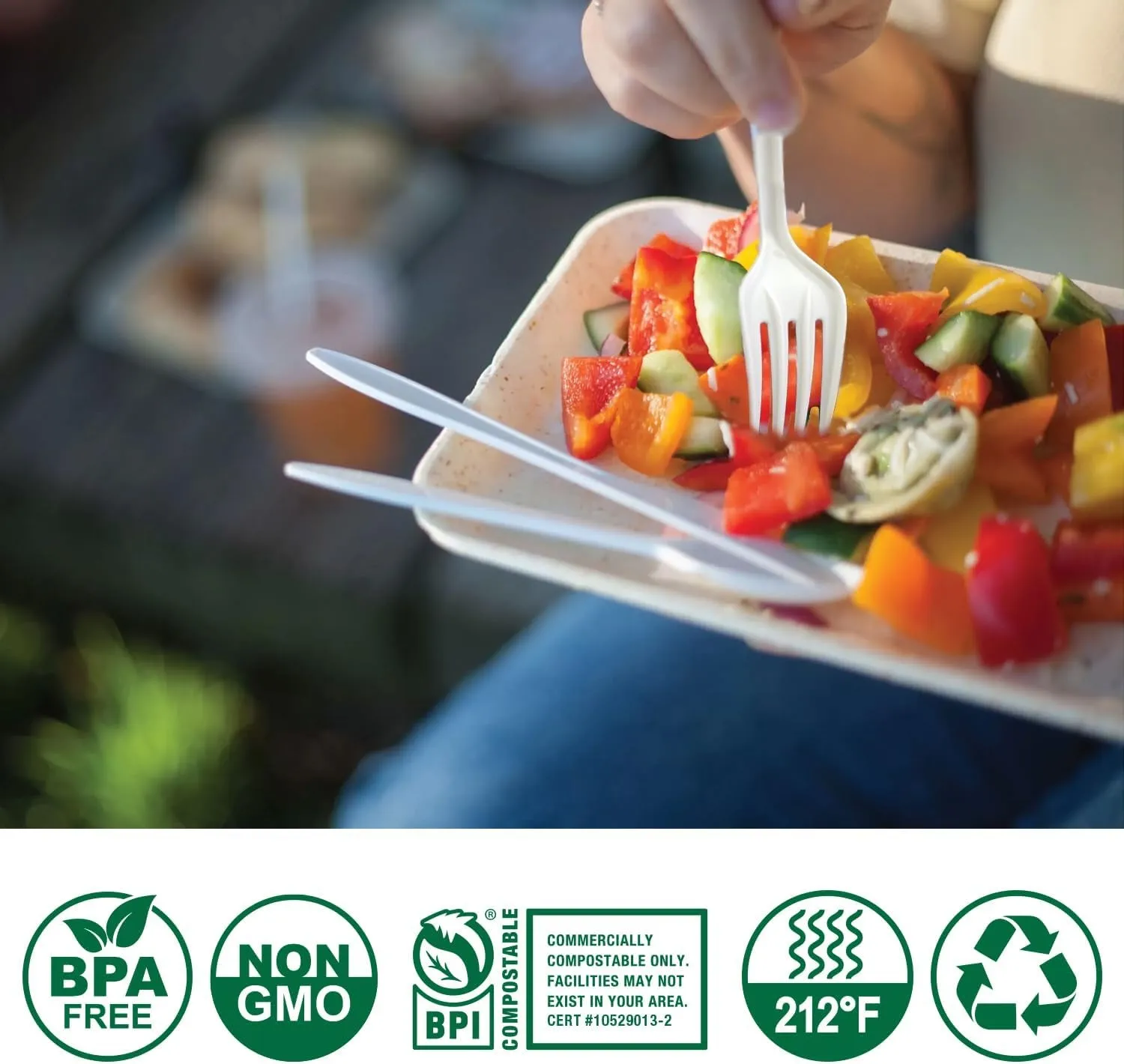 Eco-Friendly Corn Starch Cutlery Set: 100% Compostable & Durable