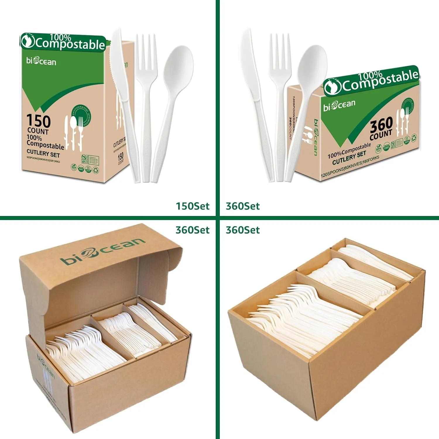 Eco-Friendly Corn Starch Cutlery Set: 100% Compostable & Durable