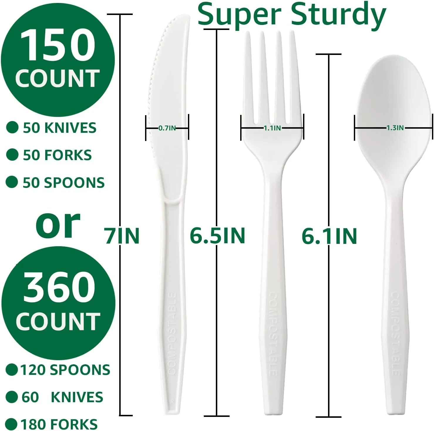 Eco-Friendly Corn Starch Cutlery Set: 100% Compostable & Durable