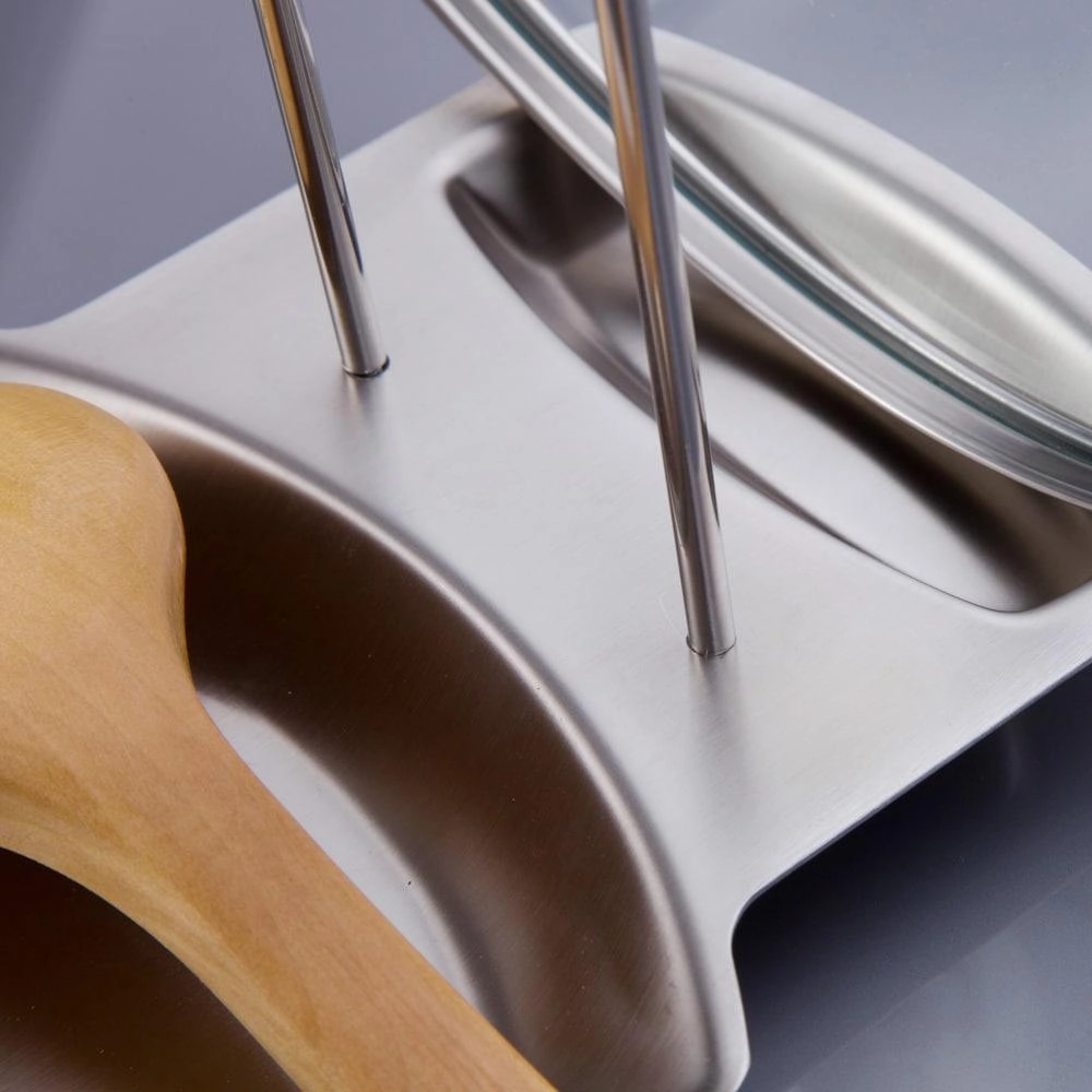 Eco-Friendly Stainless Steel Cooking Spoon and Pan Lid Rack