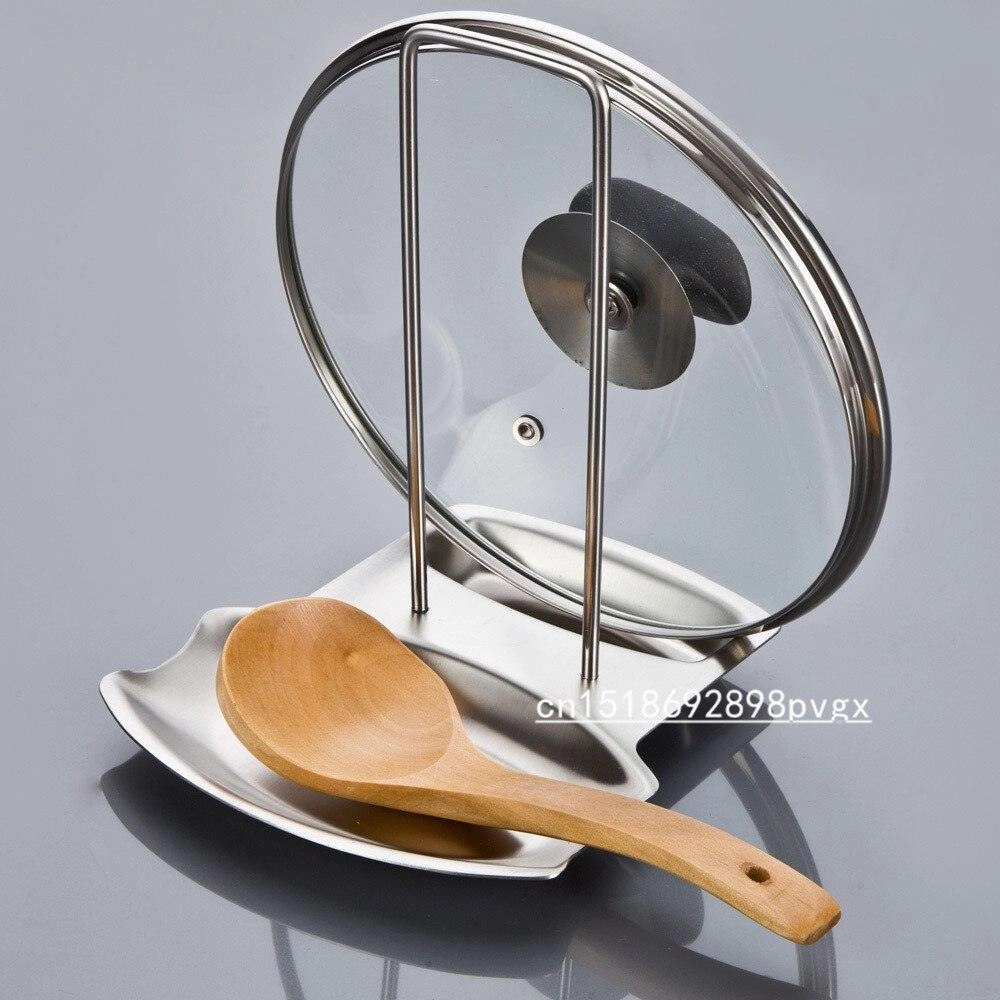 Eco-Friendly Stainless Steel Cooking Spoon and Pan Lid Rack