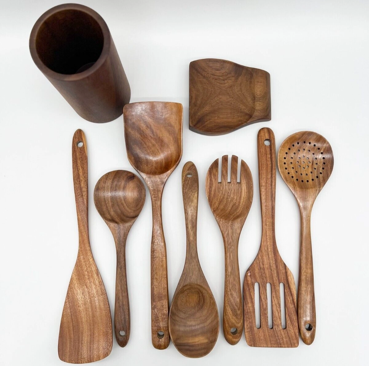 Eco-Friendly Teak Wood Kitchen Utensil Set (9-piece)