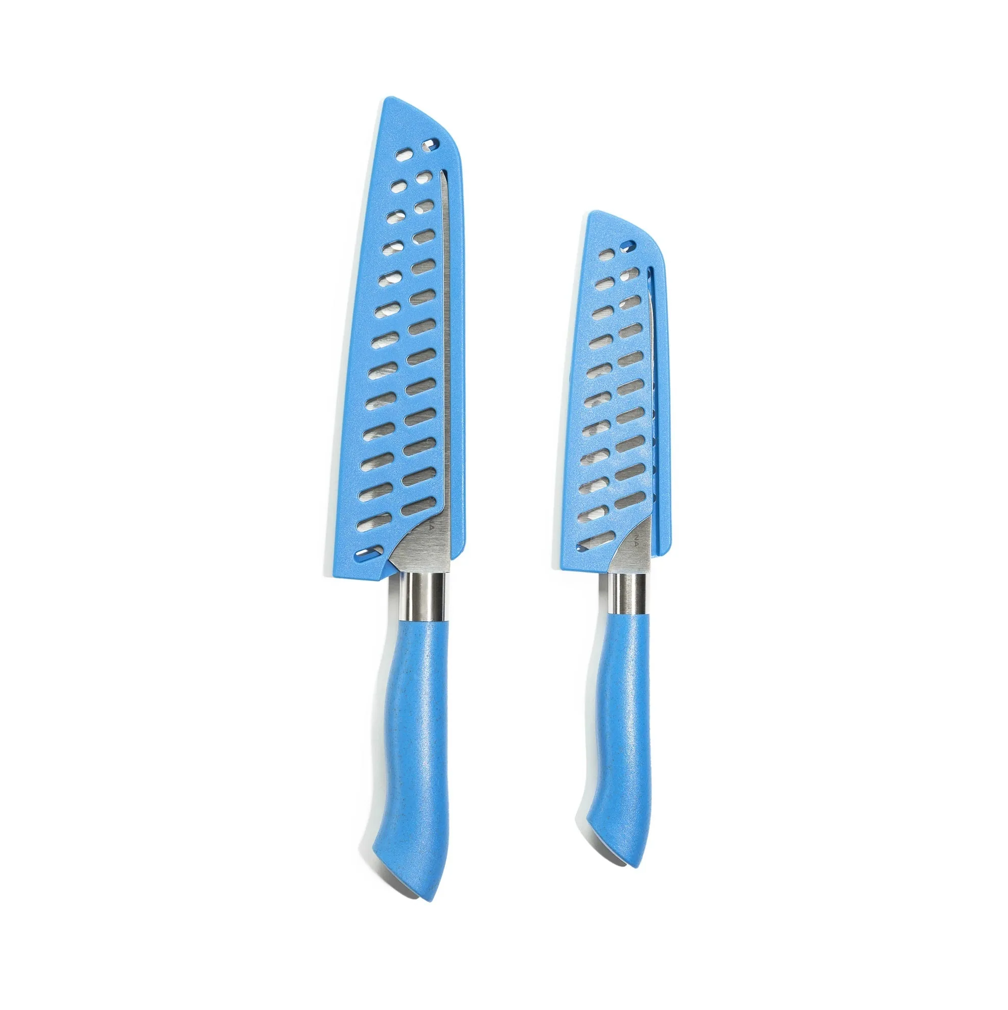 EcoCut 2 Piece Santoku Knife Set With Blade Guards, Blue by Dura Living