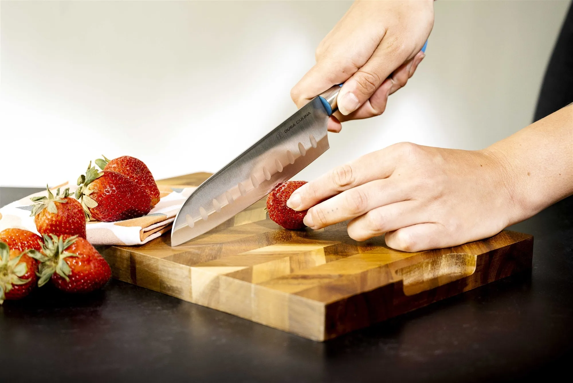 EcoCut 2 Piece Santoku Knife Set With Blade Guards, Blue by Dura Living