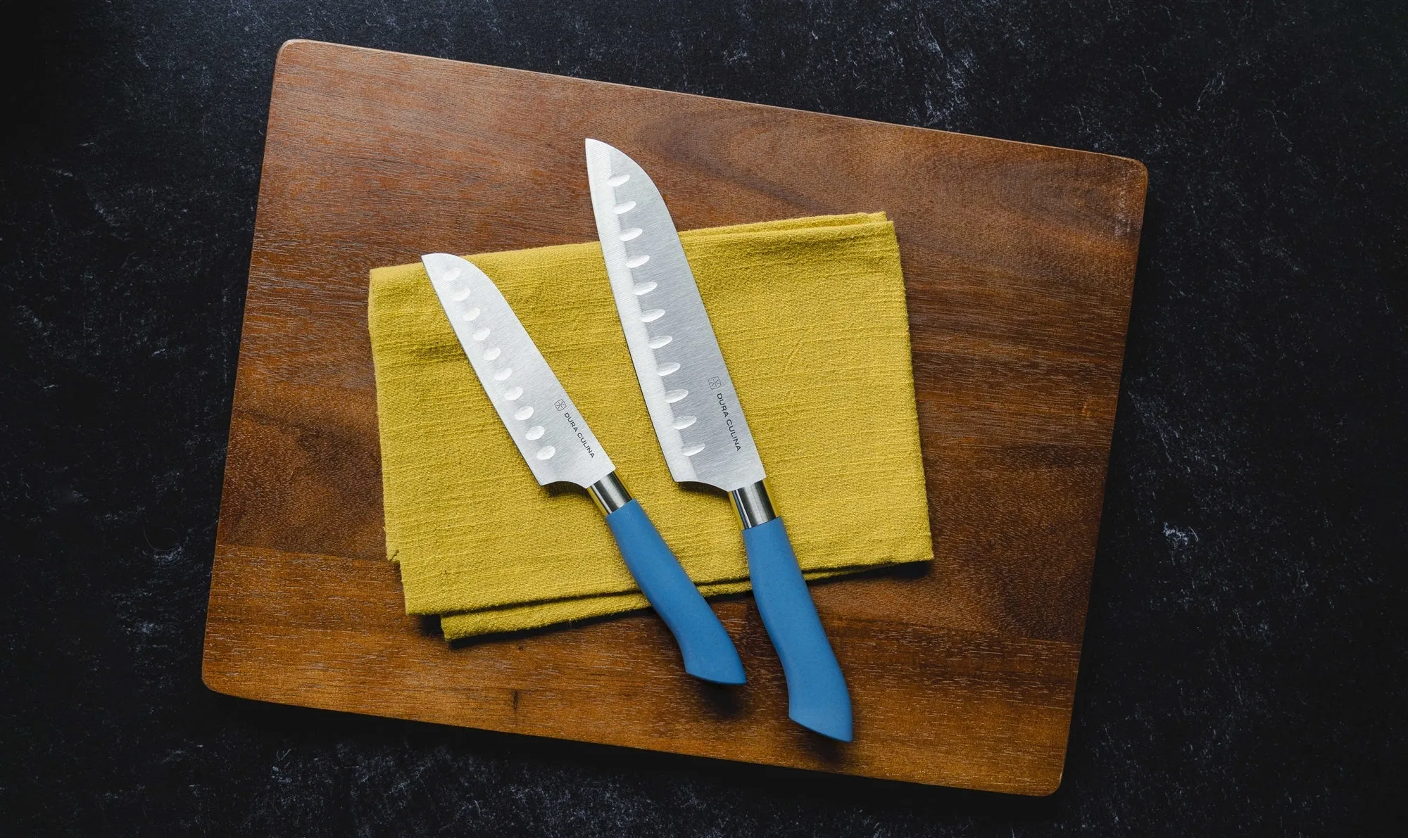 EcoCut 2 Piece Santoku Knife Set With Blade Guards, Blue by Dura Living
