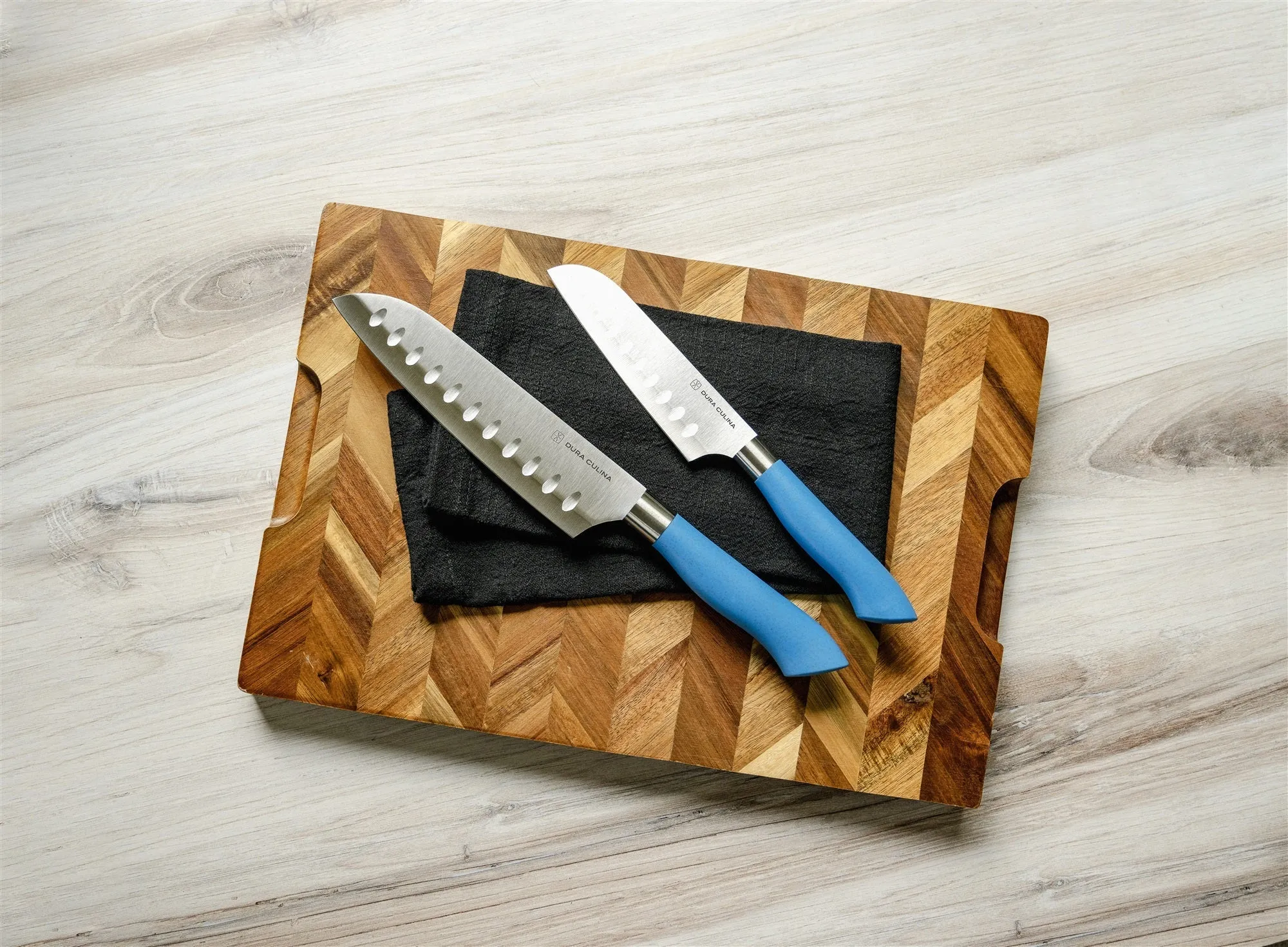 EcoCut 2 Piece Santoku Knife Set With Blade Guards, Blue by Dura Living