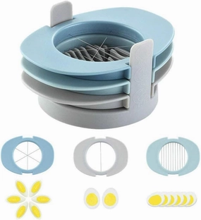 Egg Slicer, 3 in 1 Boiled Egg Cutter, with Stainless Steel Cutting Wires, Cut Eggs Into Thin Slices Wedges Or Halves Multifunction Divider, for Mushroom Strawberry Salad,1pc