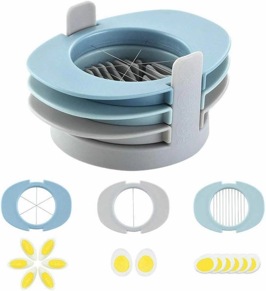 Egg Slicer, 3 in 1 Boiled Egg Cutter, with Stainless Steel Cutting Wires, Cut Eggs Into Thin Slices Wedges Or Halves Multifunction Divider, for Mushroom Strawberry Salad,1pc