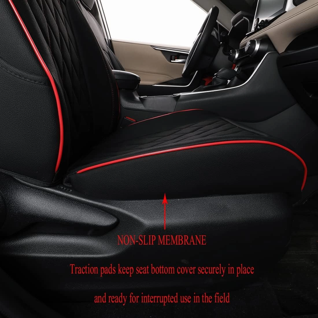 EKR Prius Seat Covers for Toyota Prius 2016-2022 L,LE,XLE,Limited,Two,Two Eco,Three,Three Touring,Four,Four Touring,Car Seat Cover Cushion Protectors Full Set,Leather (Black with Red Piping)